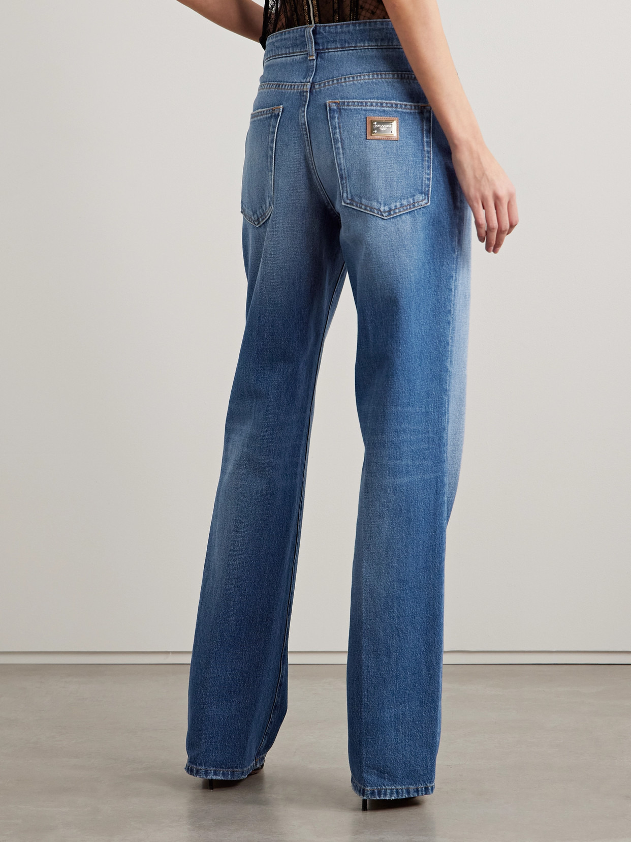 Appliquéd High-rise Straight-leg Jeans - 3