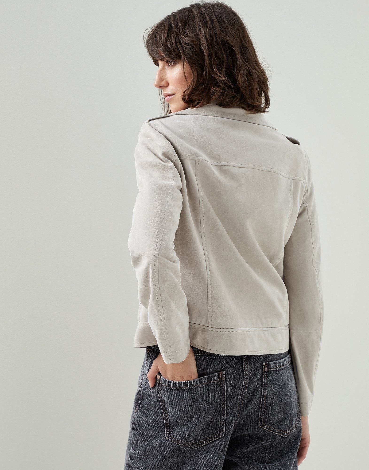 Suede biker jacket with monili - 2