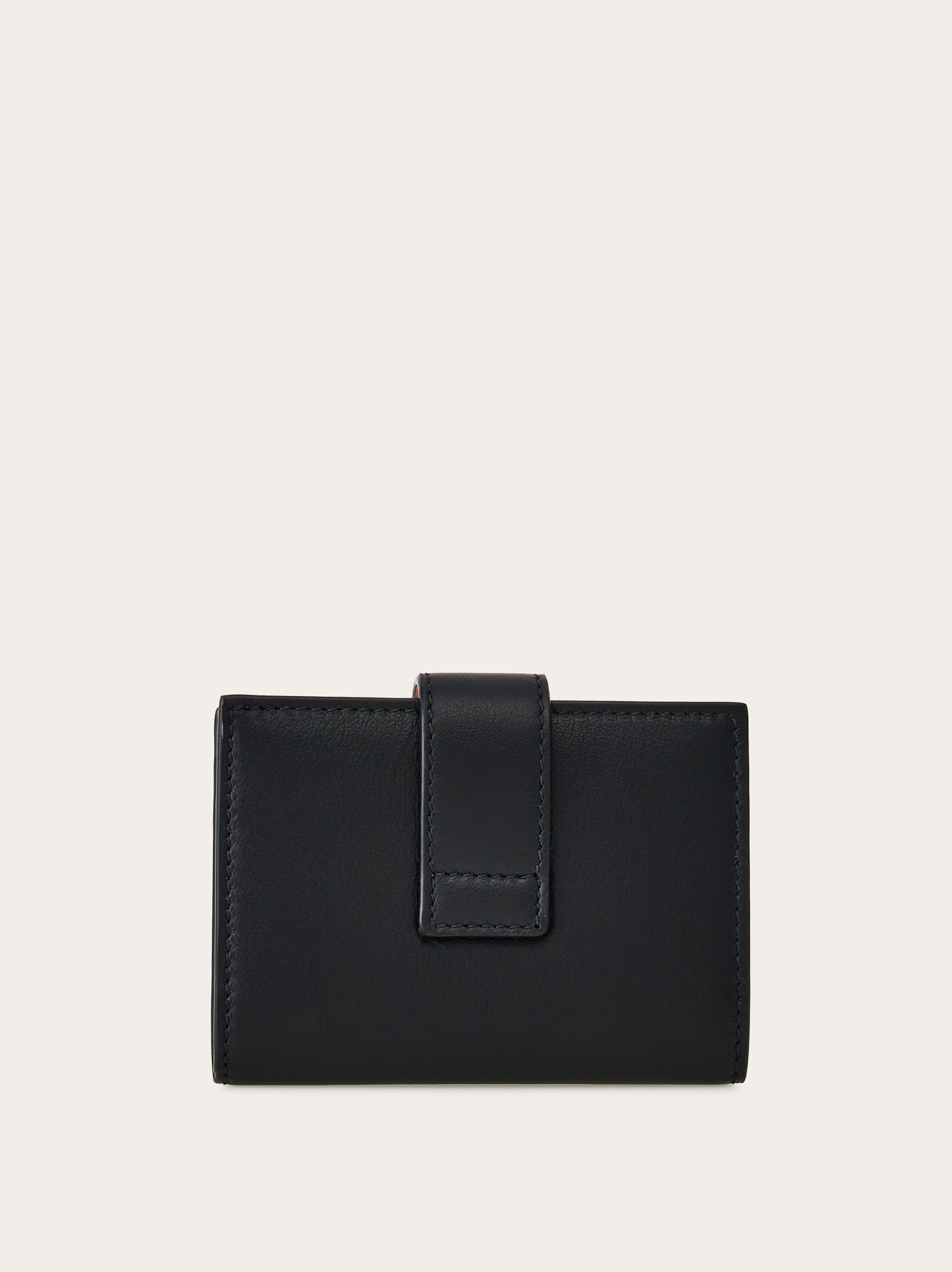 ■FERRAGAMO■ Hug Two Tone Credit Card Holder Black Nylon Pi Ferragamo Hug Two-Tone Credit Card Holder Black: Nyland Pink