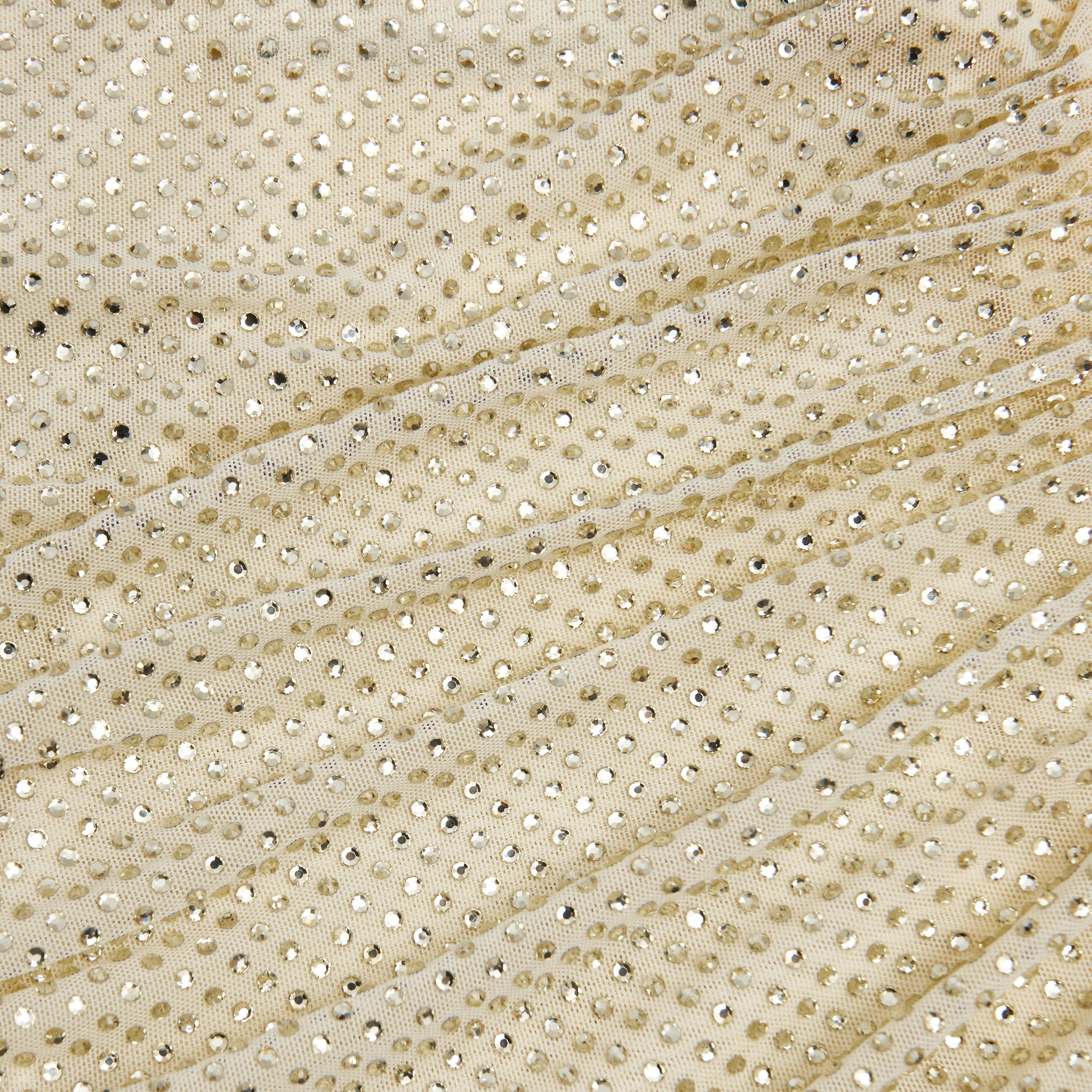 Yellow Rhinestone Gathered Midi Dress - 5