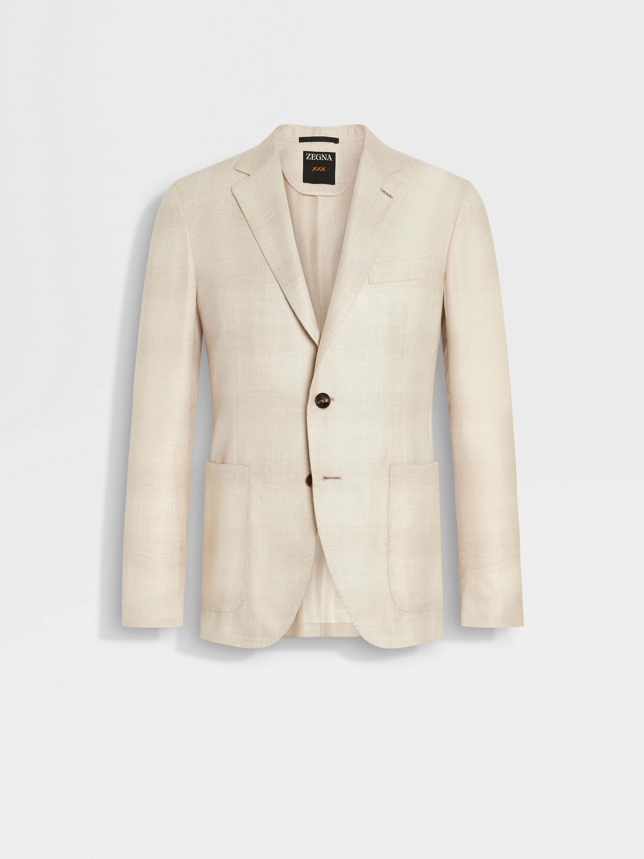 LIGHT BEIGE AND LIGHT TAUPE CASHMERE AND SILK JACKET - 1