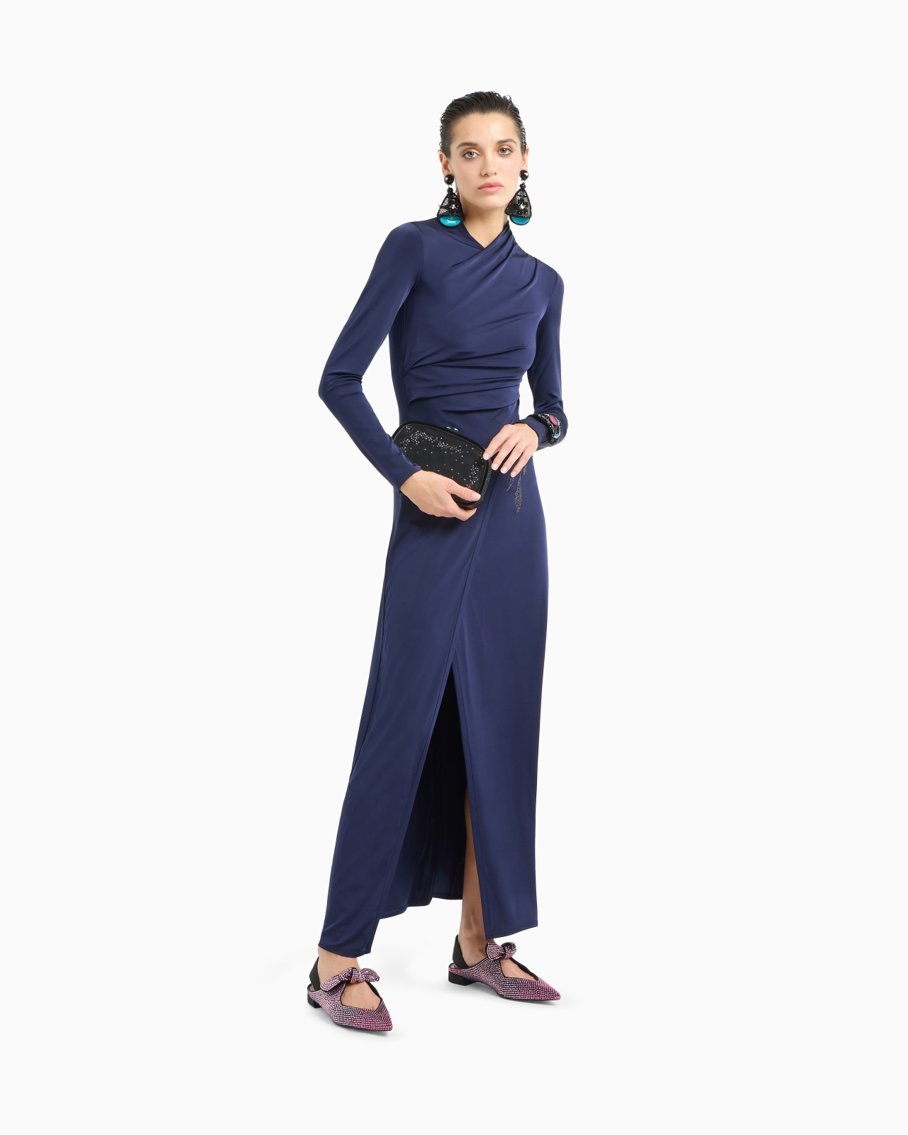 ASV long dress in stretch viscose jersey with rhinestones - 2