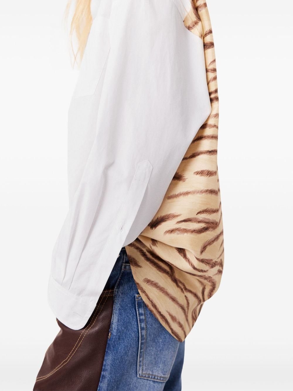 tiger-print oversized silk shirt - 5