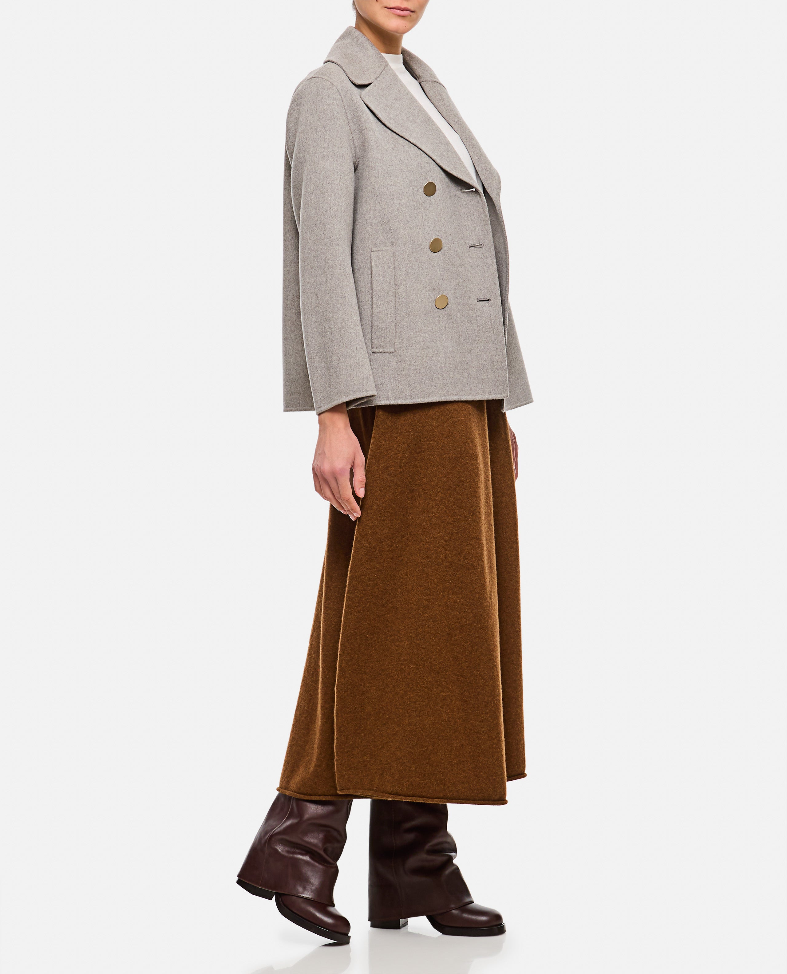 S Max Mara Women Margot Peacot With Gold Botton - 2