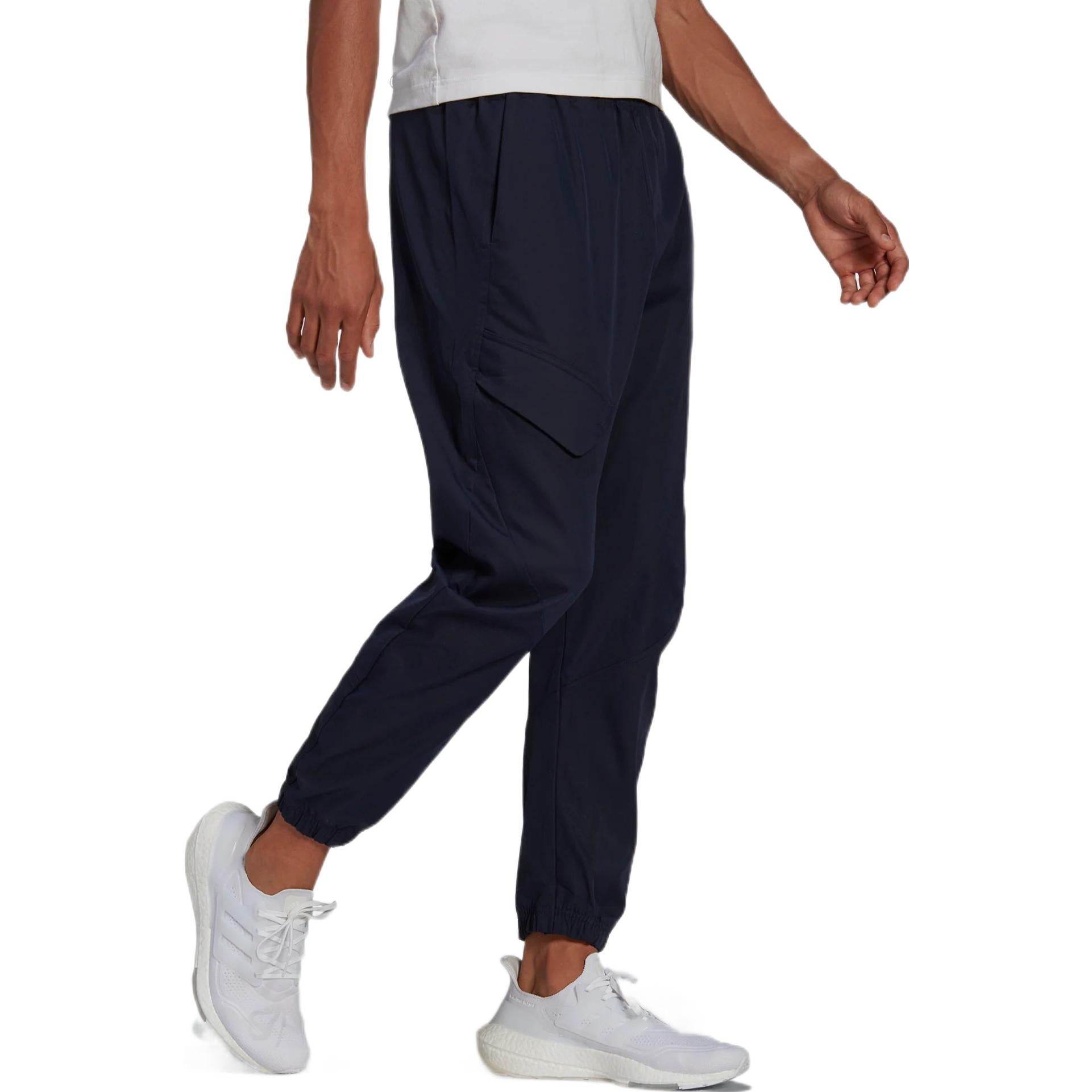 Men's adidas O-shape Cargo Solid Color Lacing Casual Sports Pants/Trousers/Joggers Legendary Ink Blu - 4