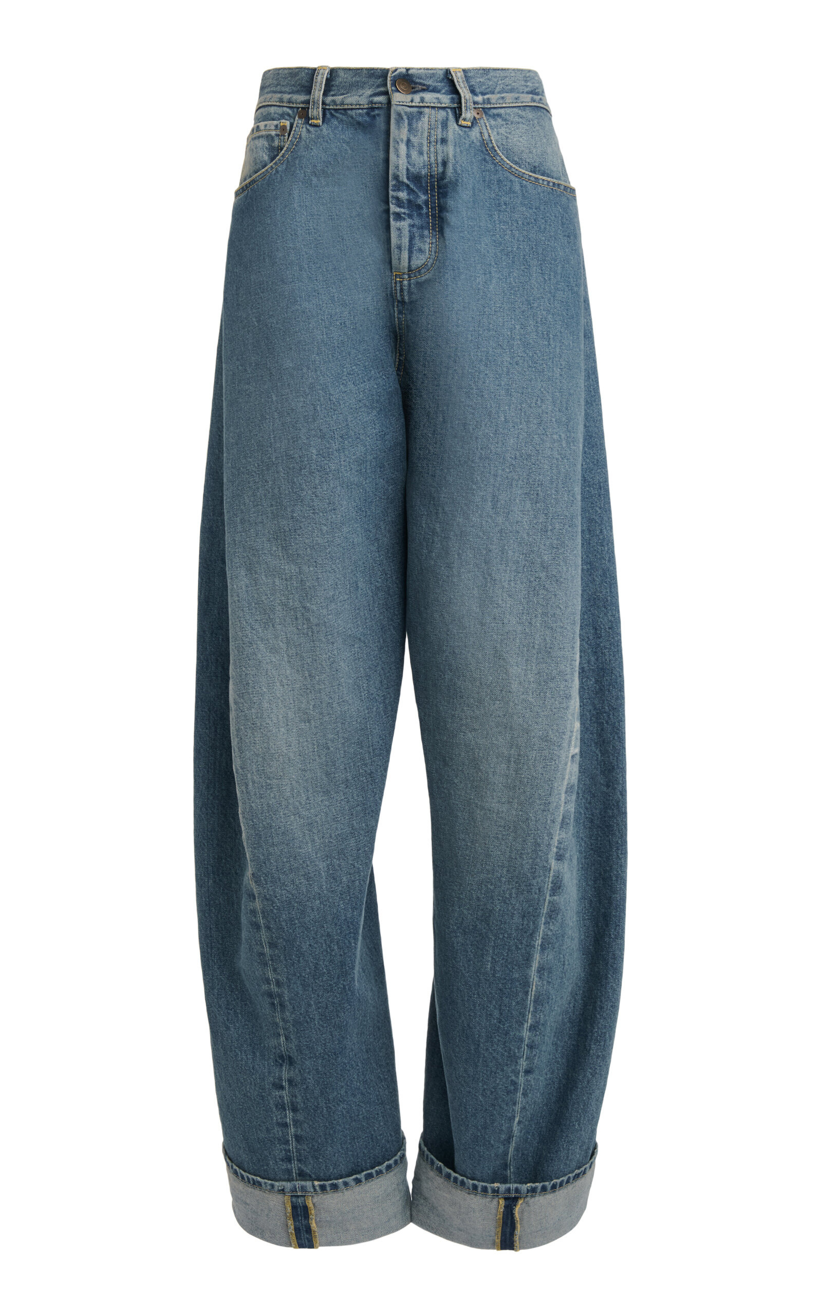 Oversized High-Rise Cotton Wide-Leg Jeans medium wash - 1