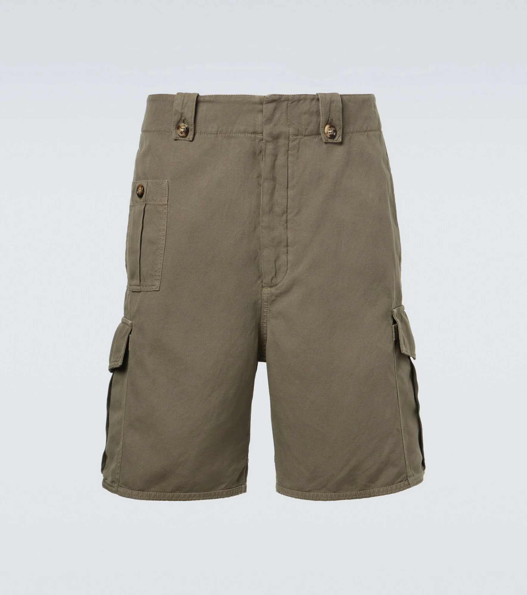 Cotton and linen cargo shorts - 1