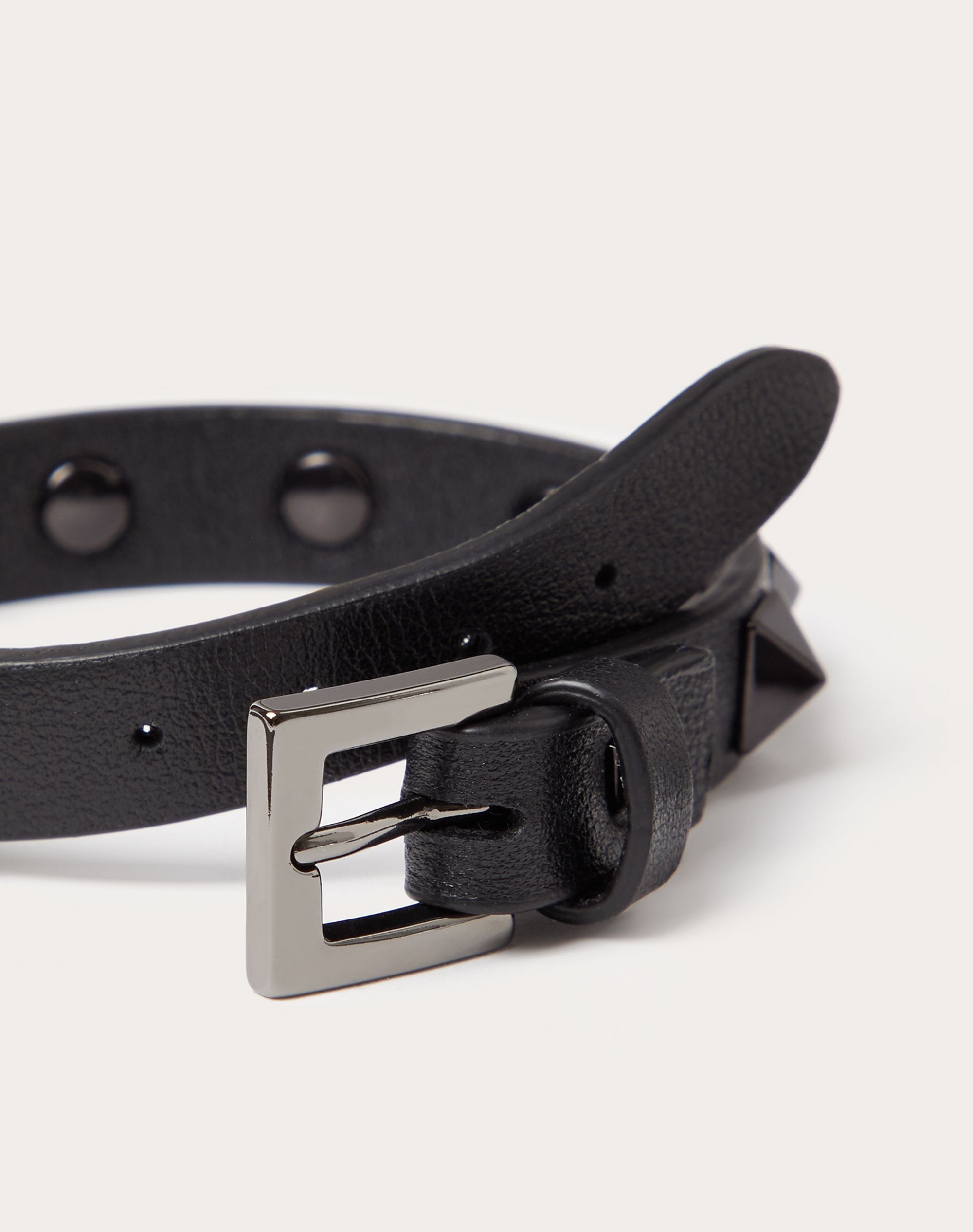 Leather Rockstud Bracelet with PVD-Finish Studs - 4