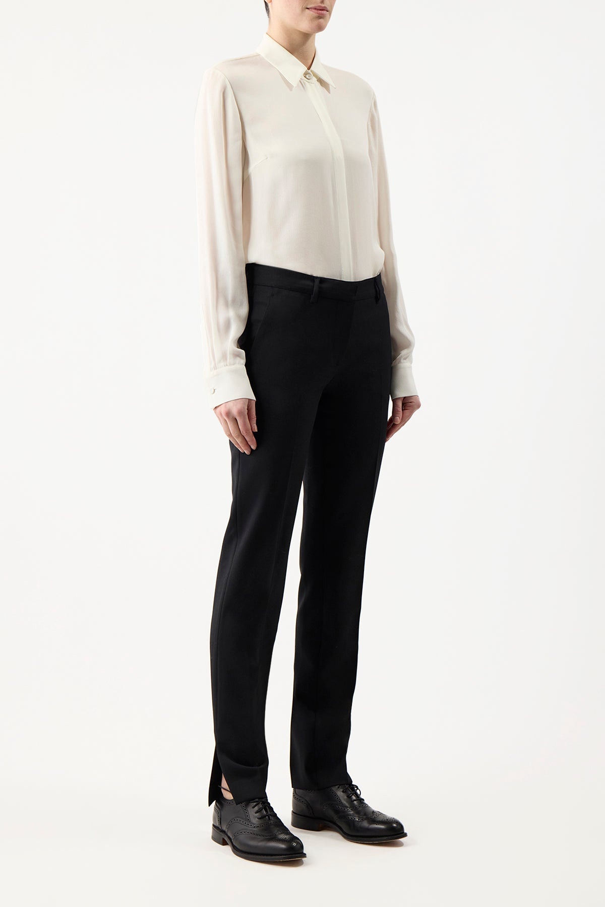 Henri Blouse in Ivory Silk Cashmere - 3