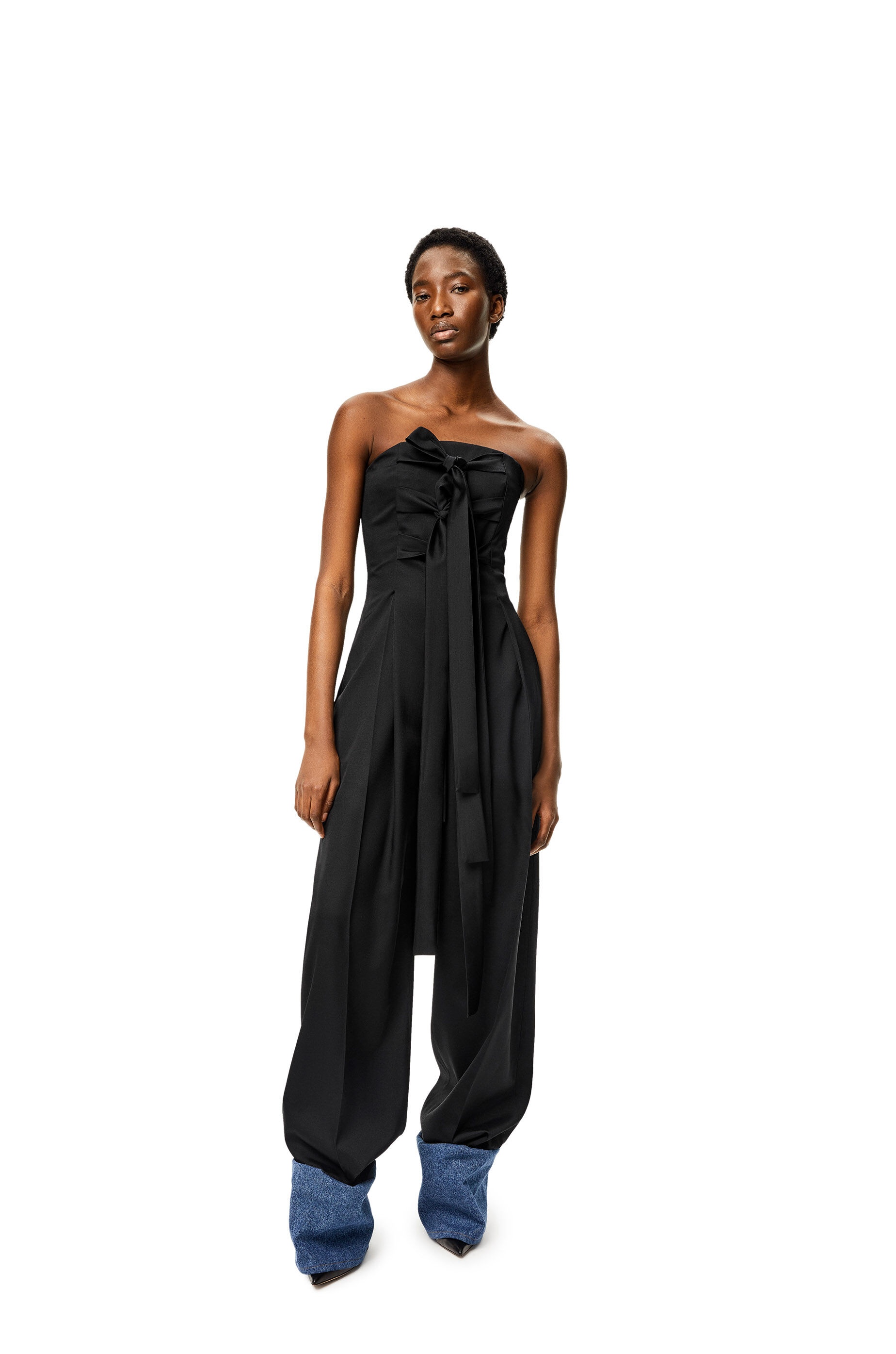 Bustier jumpsuit in wool and silk - 3