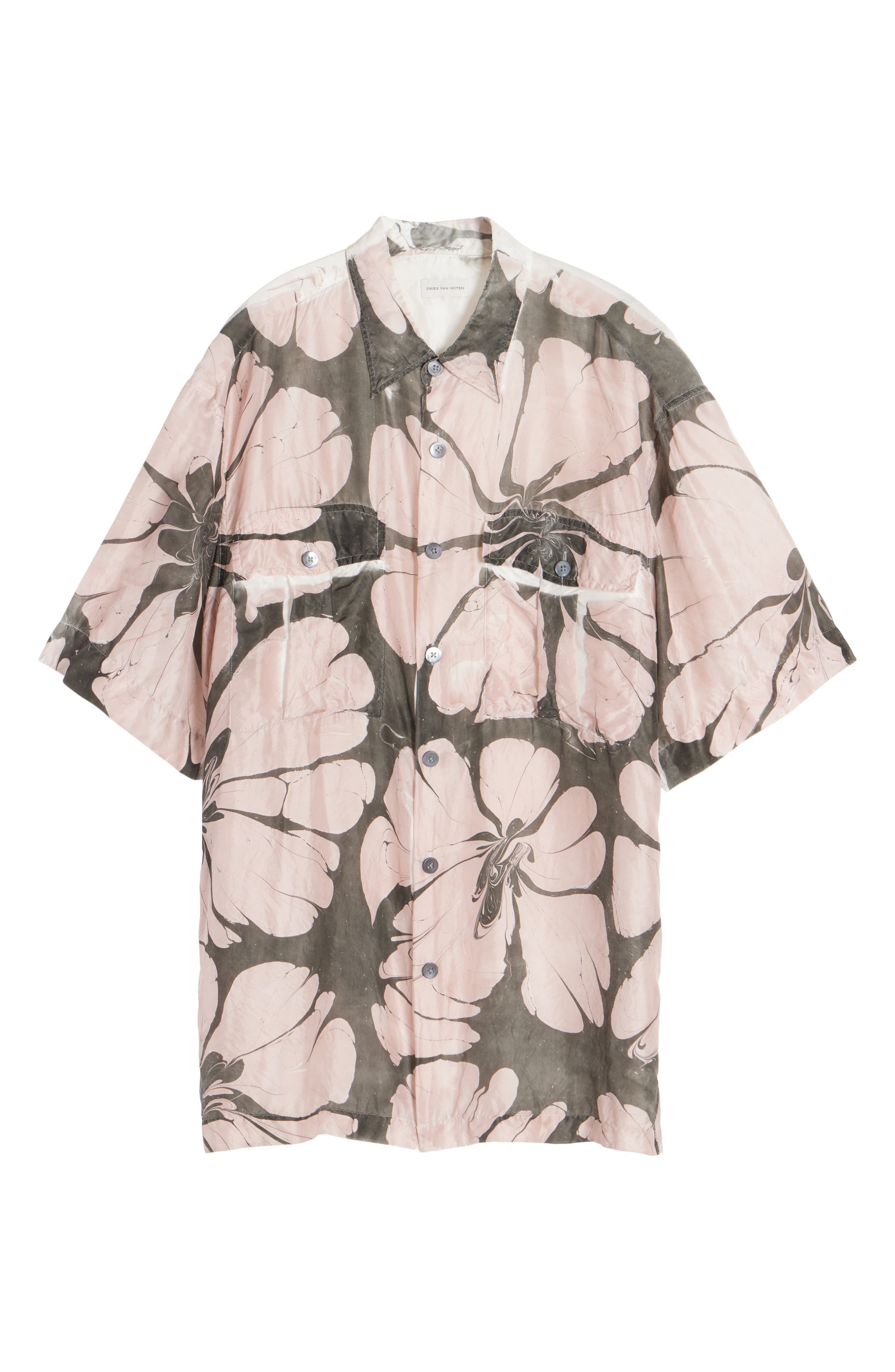 Dries Van Noten Cass Floral Silk Button-Up Shirt in Dessin A at Nordstrom - 6