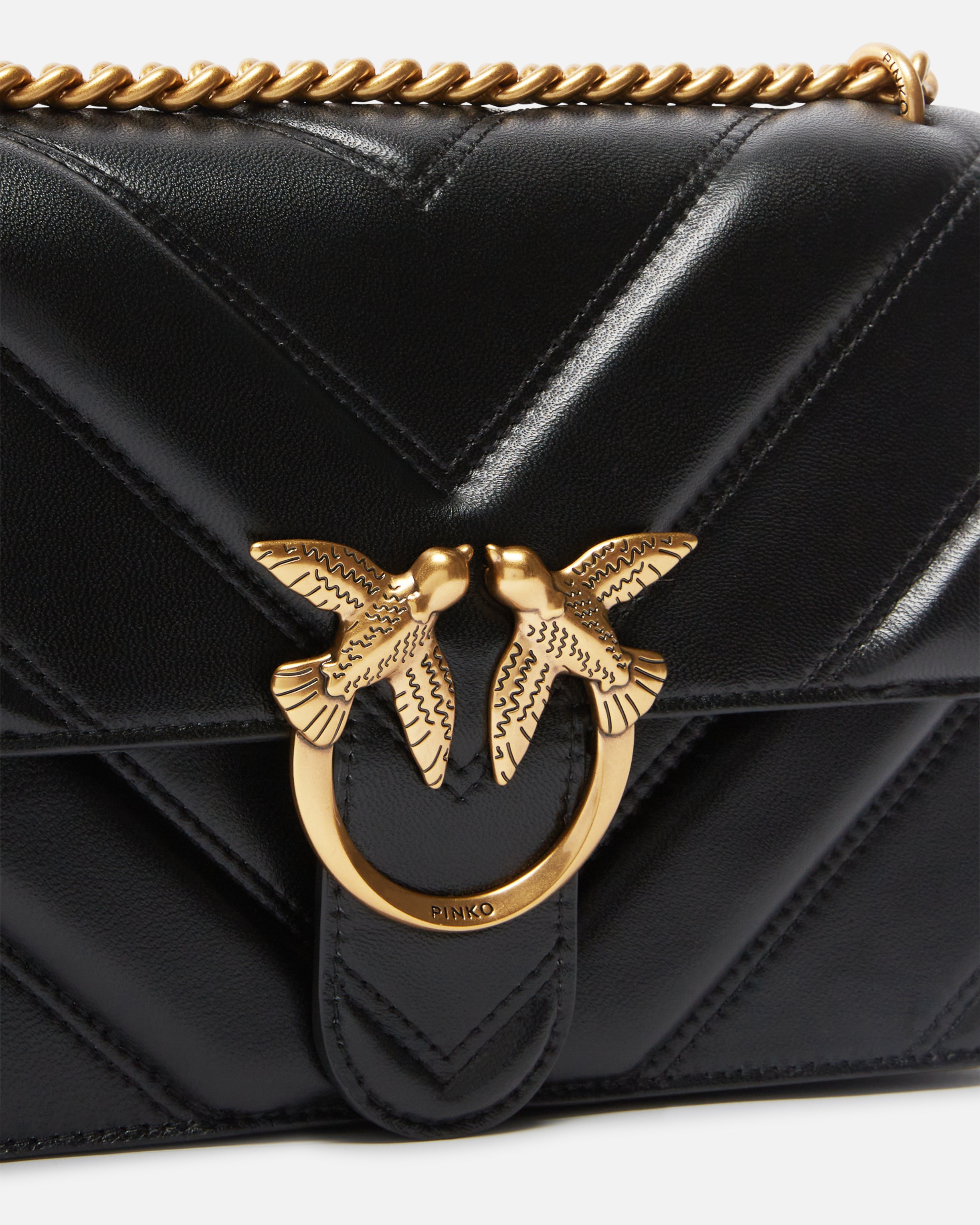 LOVE BAG QUILTED SHOULDER BAG WITH V-DESIGN AND LOGO - 3