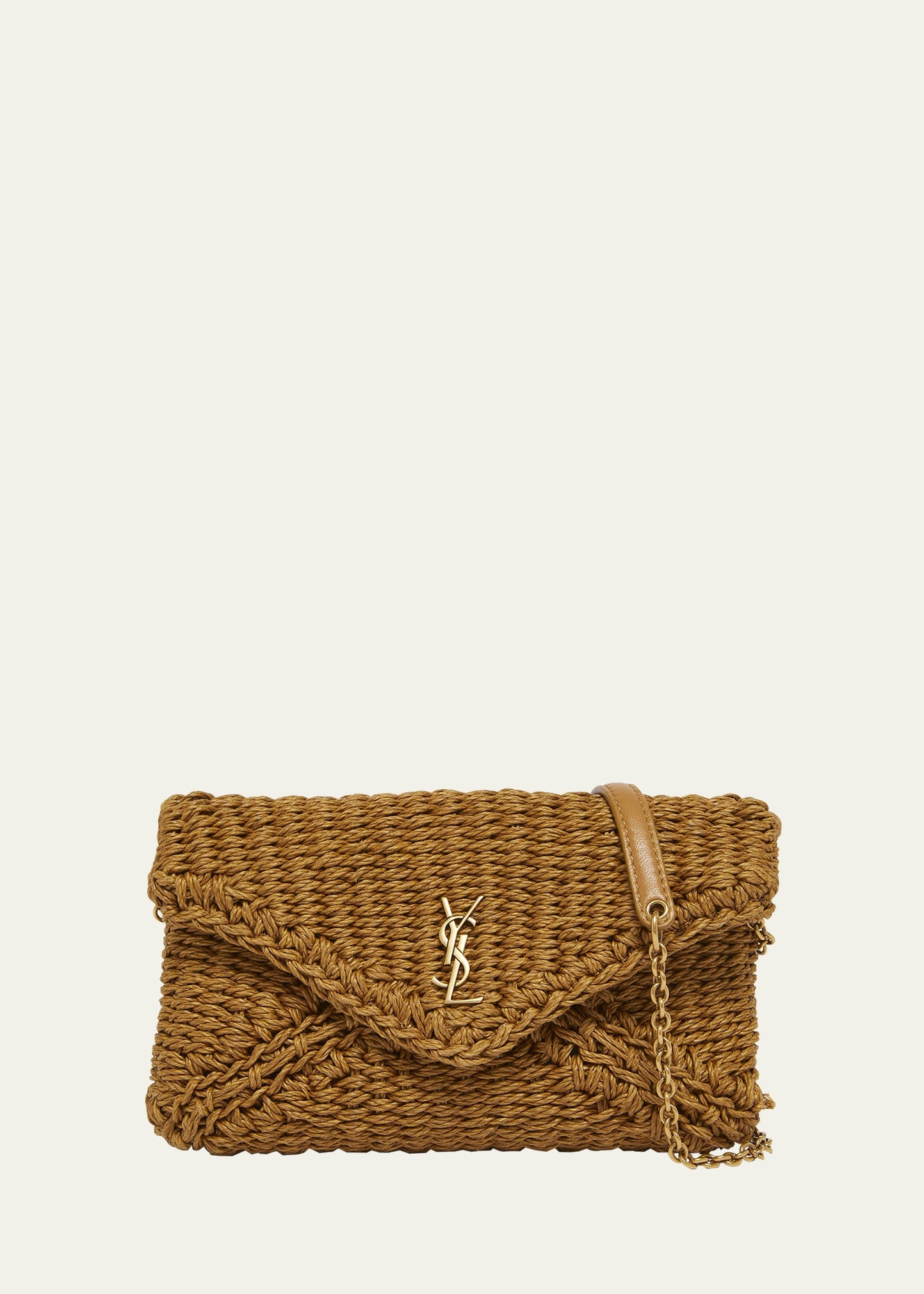 Cassandre Small YSL Pouch Clutch Bag in Raffia - 1