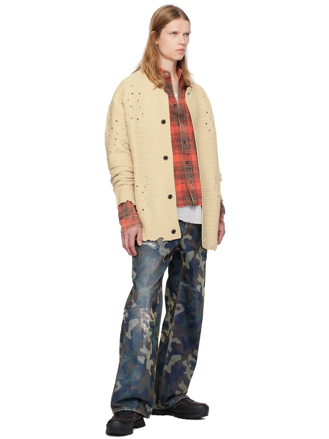 Beige Roghen Wool Long Cardigan - 5