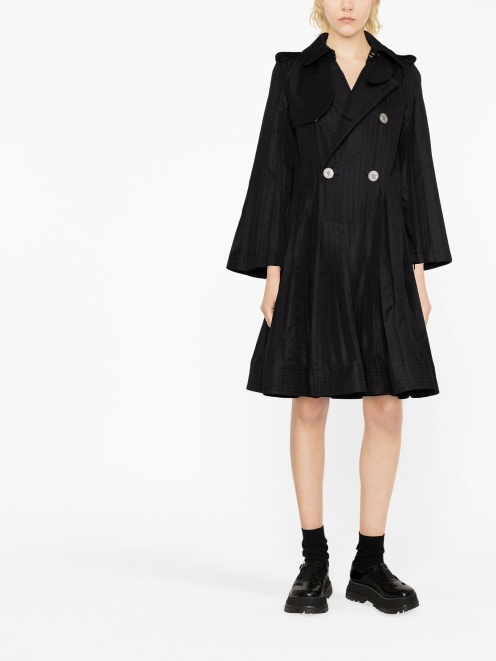 double-breasted peplum coat - 2