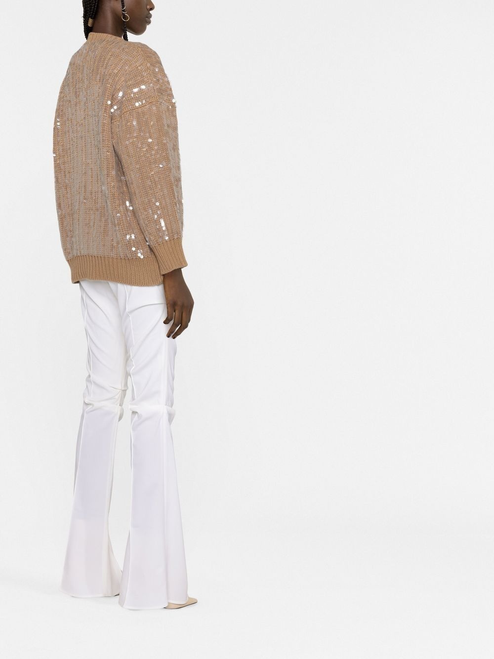 faux-fur tirm sequin cardigan - 3