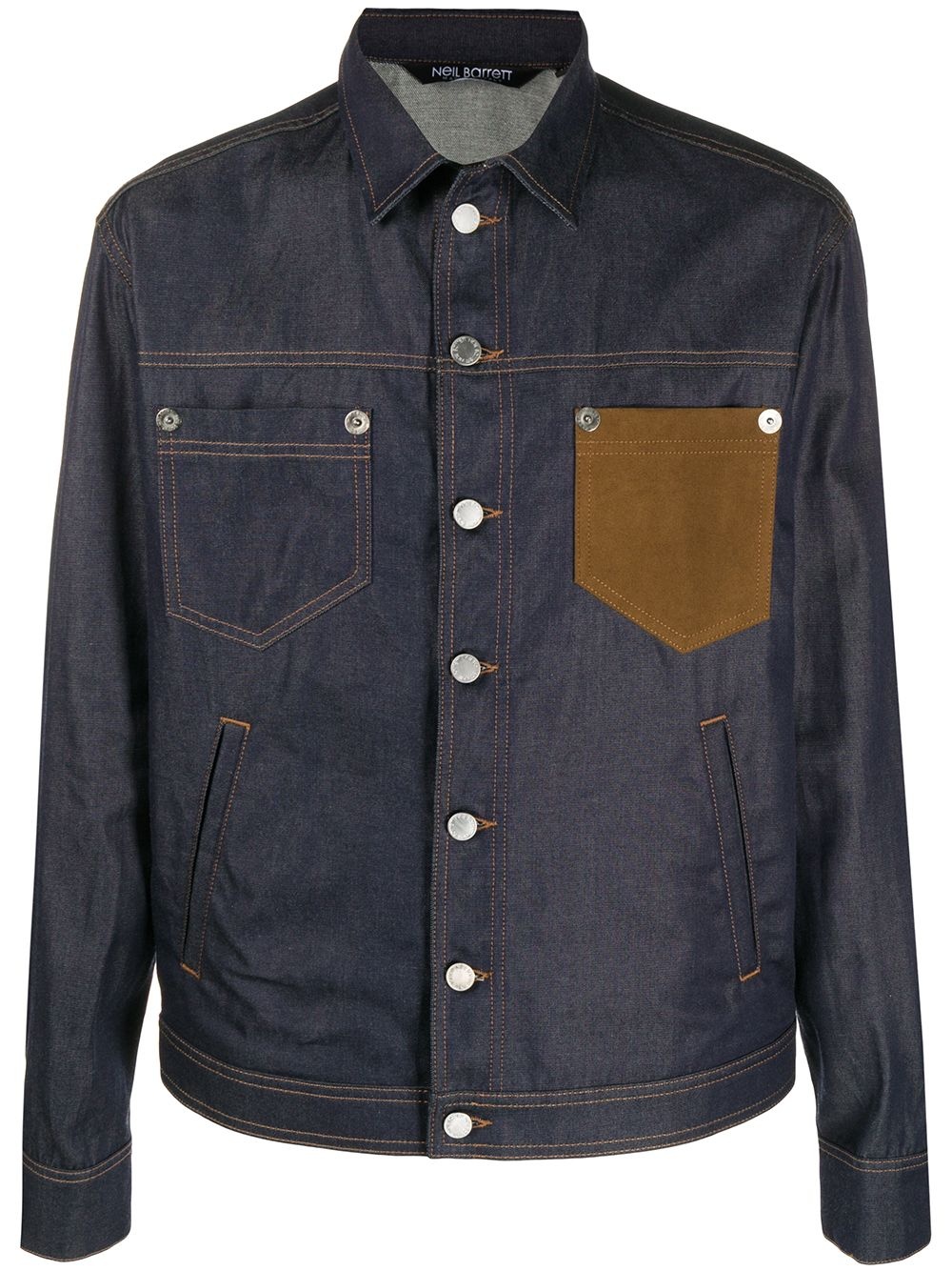 contrast-pocket denim jcket - 1