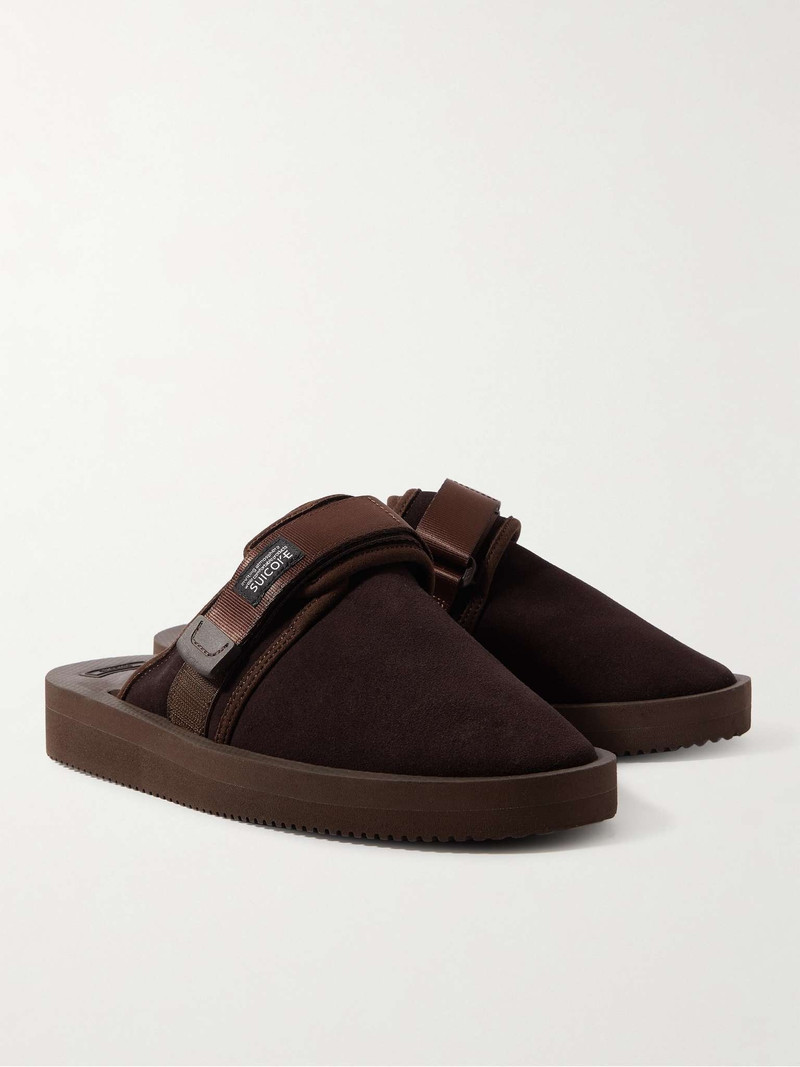 ZAVO-VS Webbing-Trimmed 스웨드 Mules 4