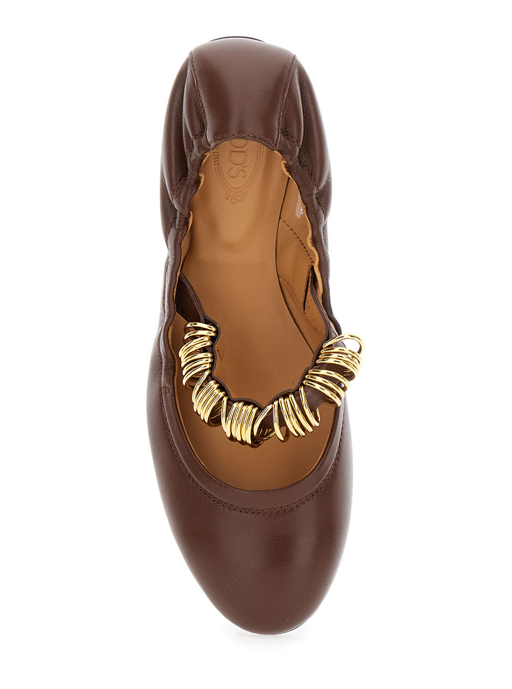 Tod's Women 'Dee' Brown Ballerinas With Decorative Rings On The Front In Leather Woman - 4