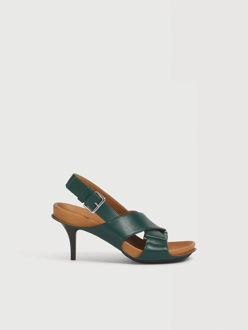 GREEN LEATHER FUSSBETT CRISS-CROSS PUMP - 1