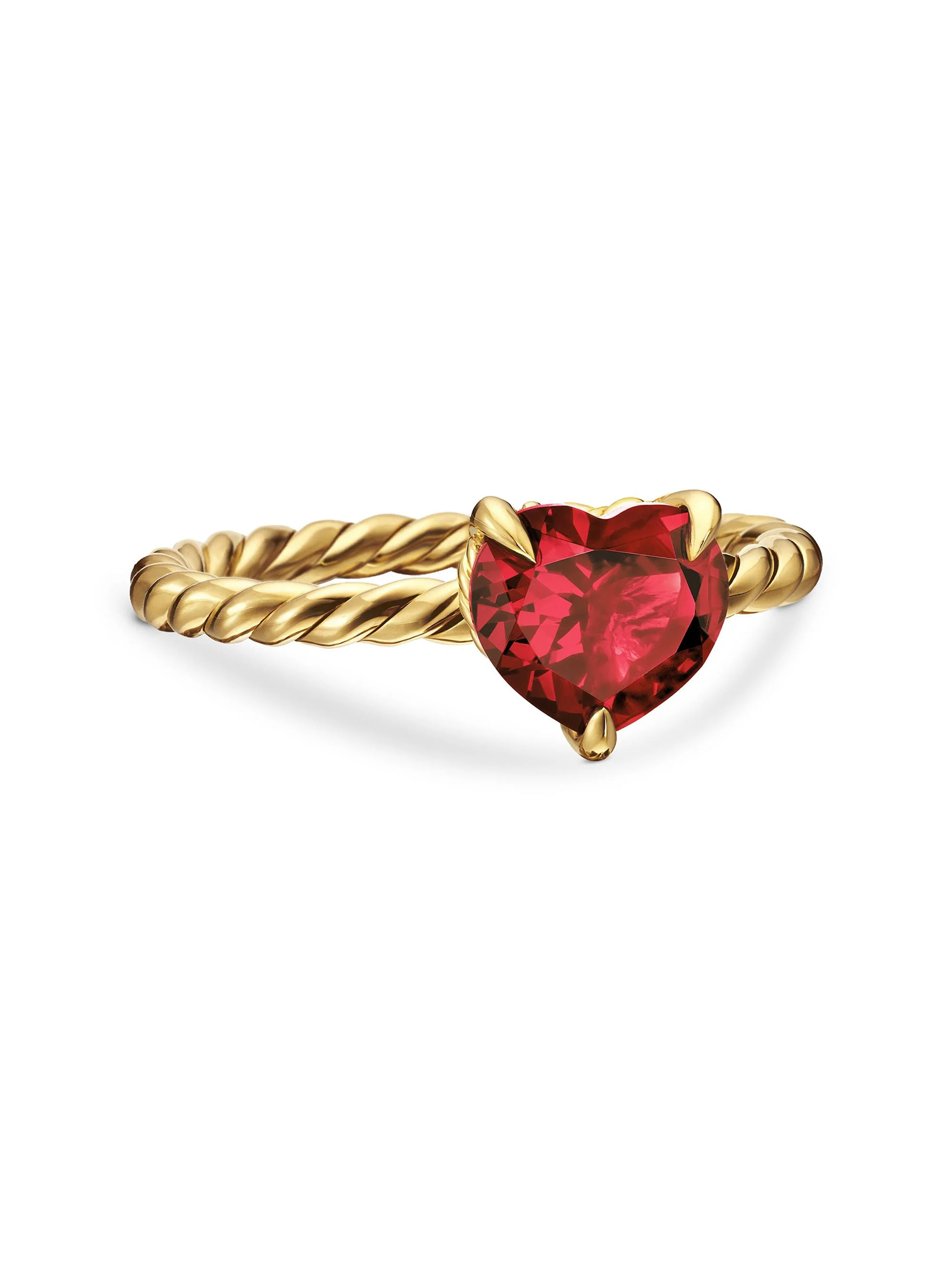 Women's Chatelaine Heart Ring in 18K Yellow Gold with Garnet - Garnet - 1
