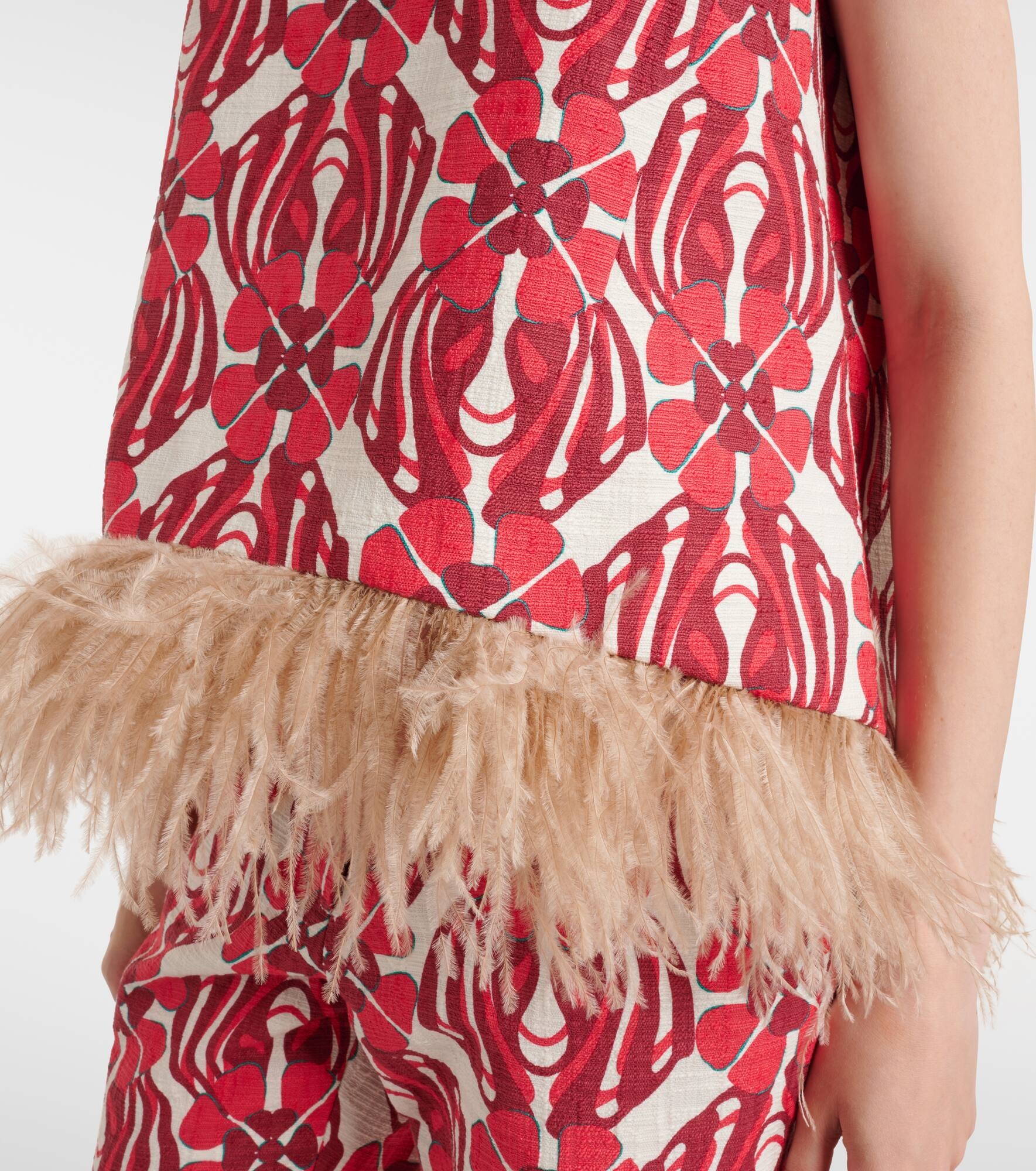 La Scala feather-trimmed cotton top - 5