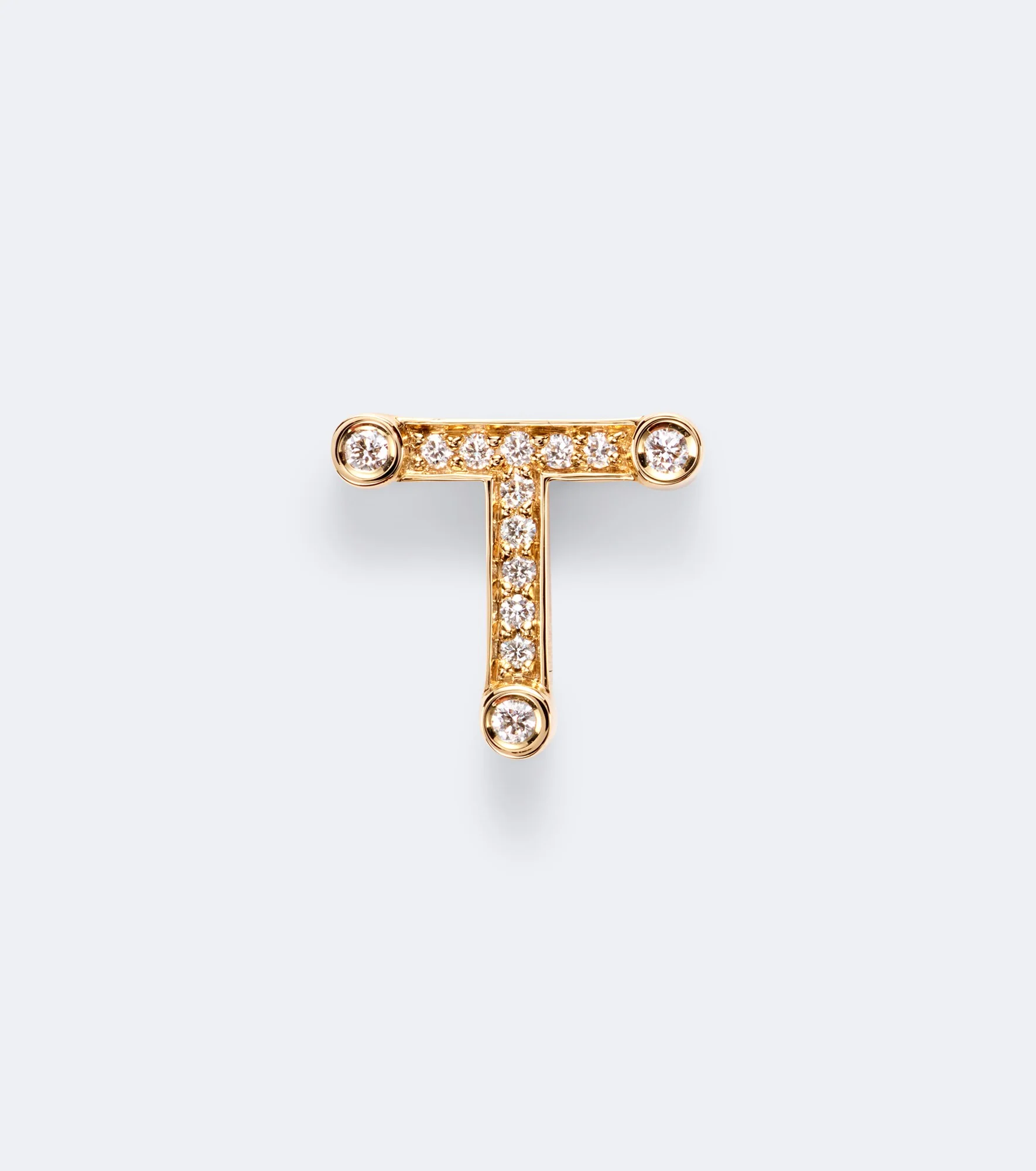 Initial Petite T 18kt gold single earring with diamonds - 1