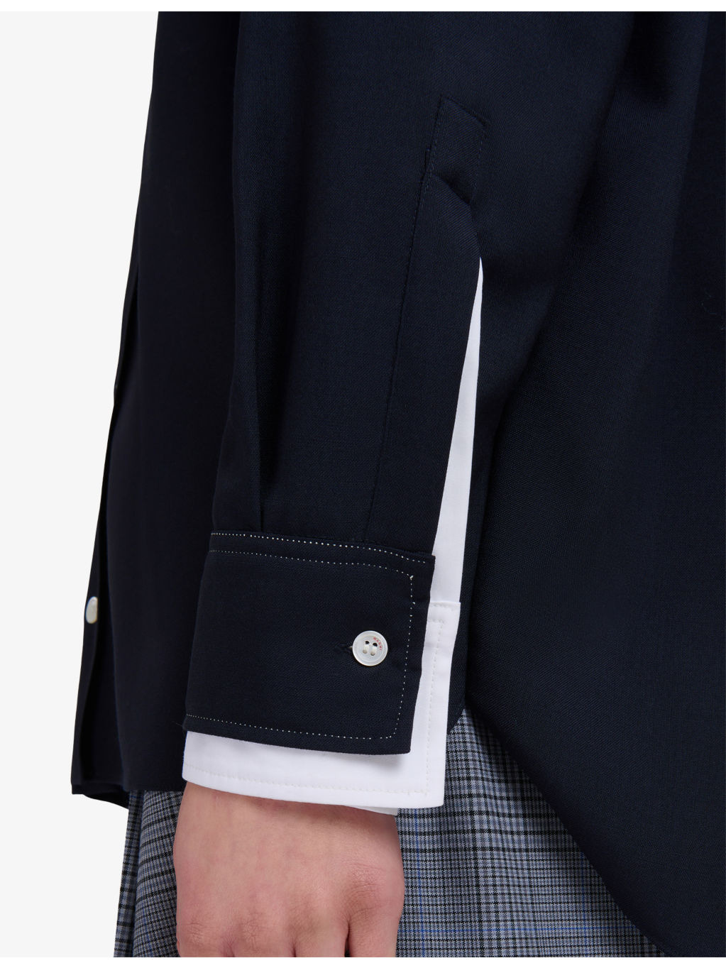 Contrast-Cuff Relaxed-Fit Wool Shirt - 5
