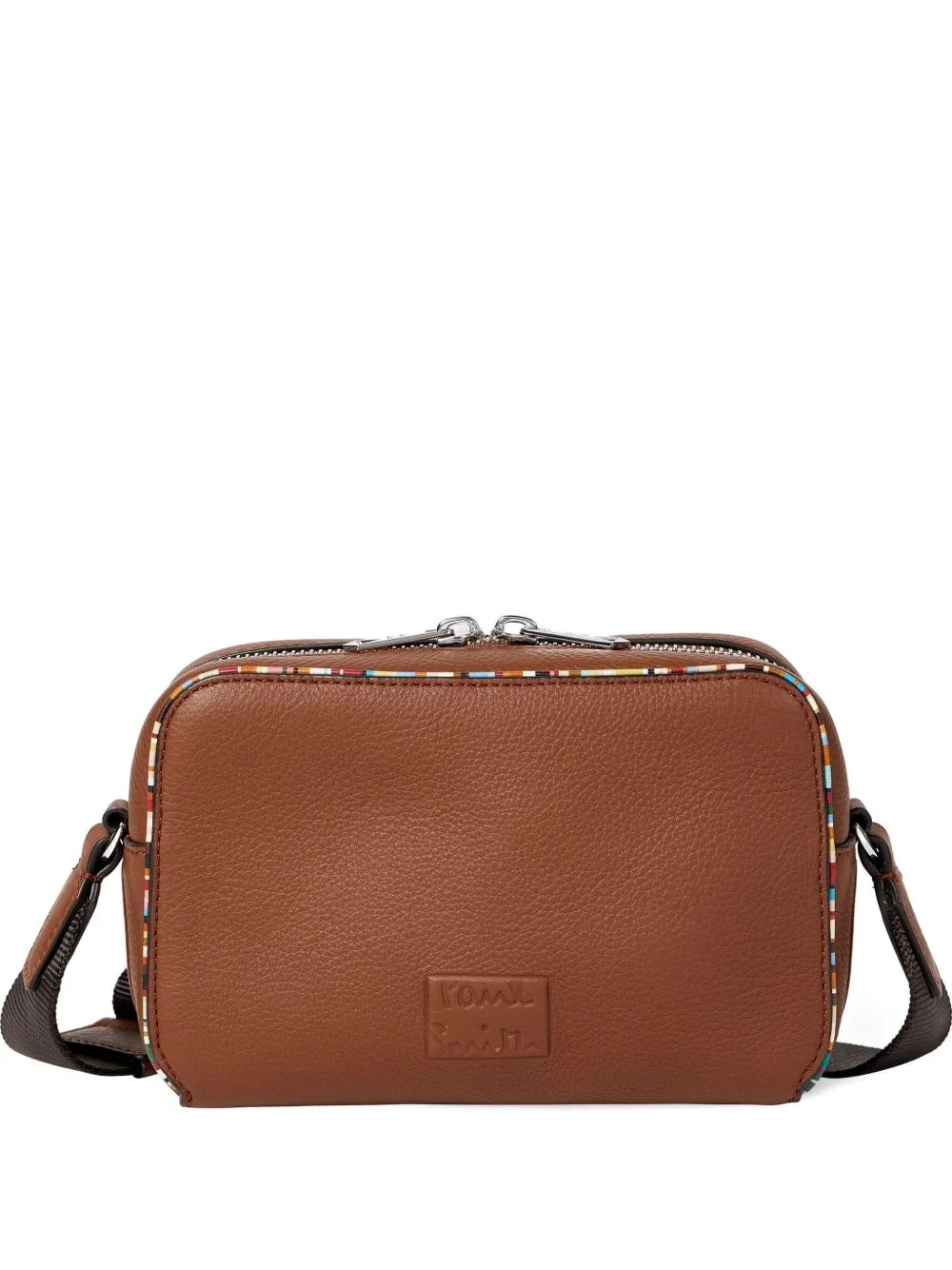 zip-detail leather messenger bag - 1