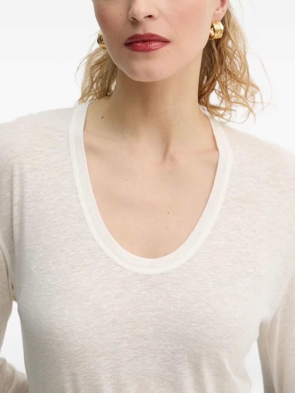scoop-neck long-sleeve top - 3
