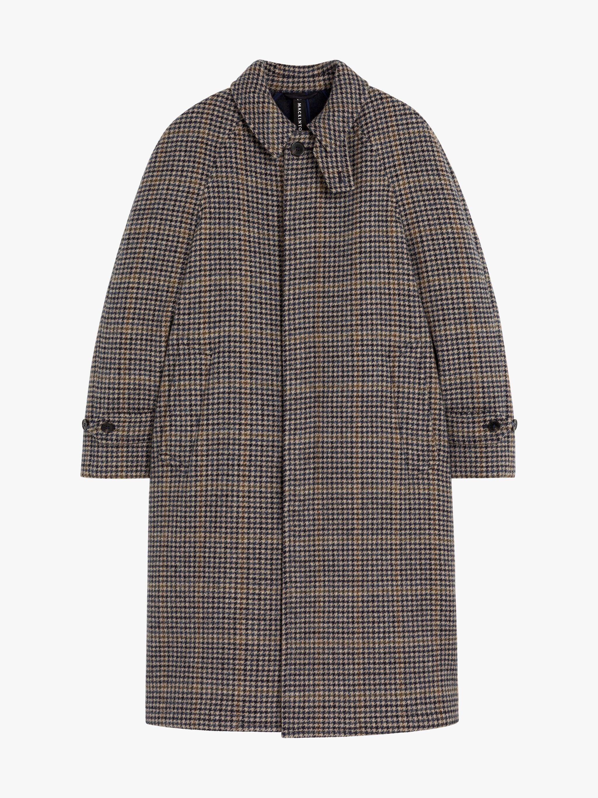 BOSTON NAVY CHECK WOOL OVERCOAT - 1