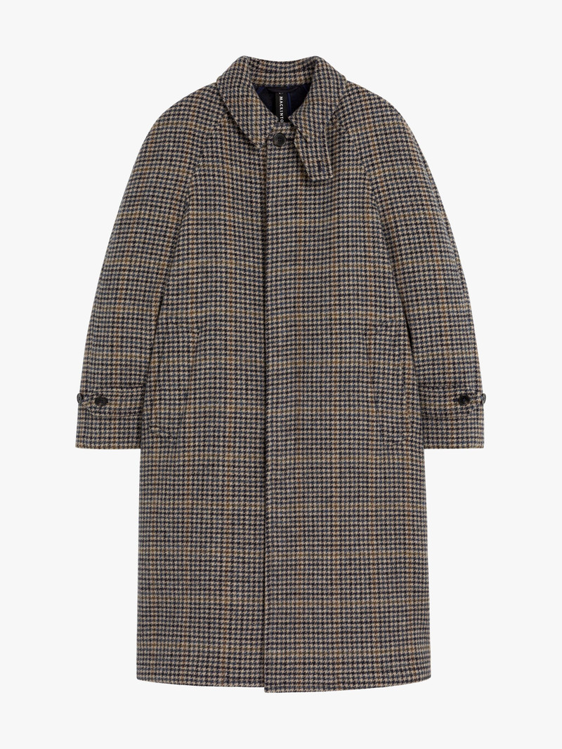 BOSTON NAVY CHECK WOOL OVERCOAT 1