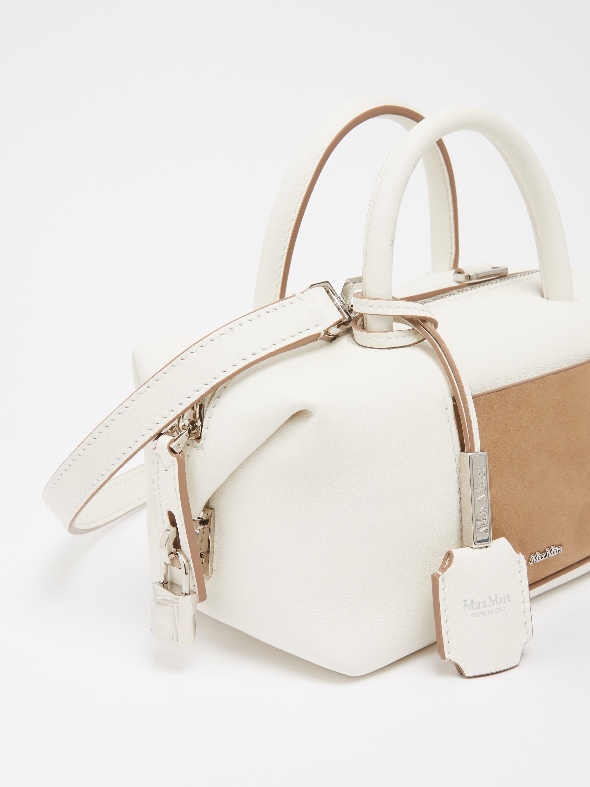 HOLDALLSPOCKET Small leather satchel bag with suede pocket detail - 5
