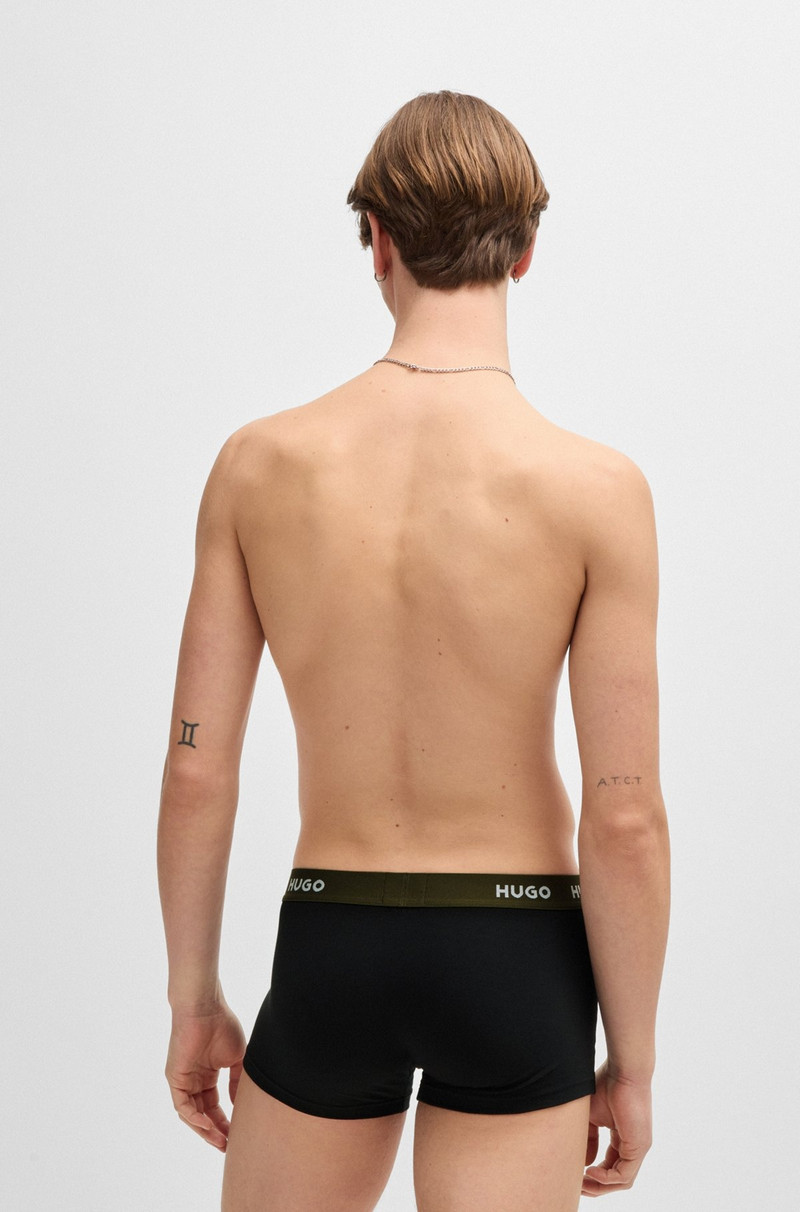 HUGO THREE-PACK OF STRETCH-COTTON TRUNKS WITH LOGO WAISTBANDS outlook