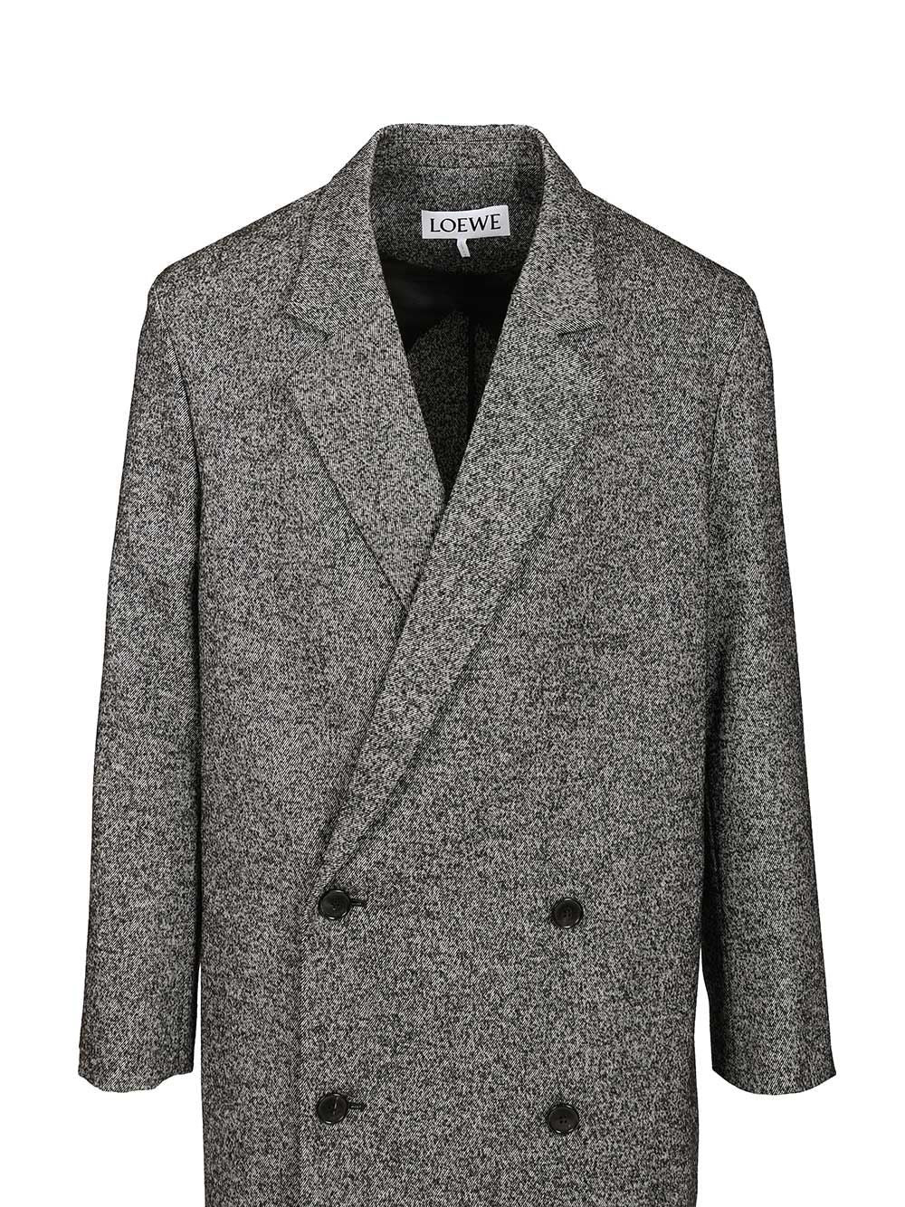 Double-Breasted Wool Blend Coat Coats Grey - 4