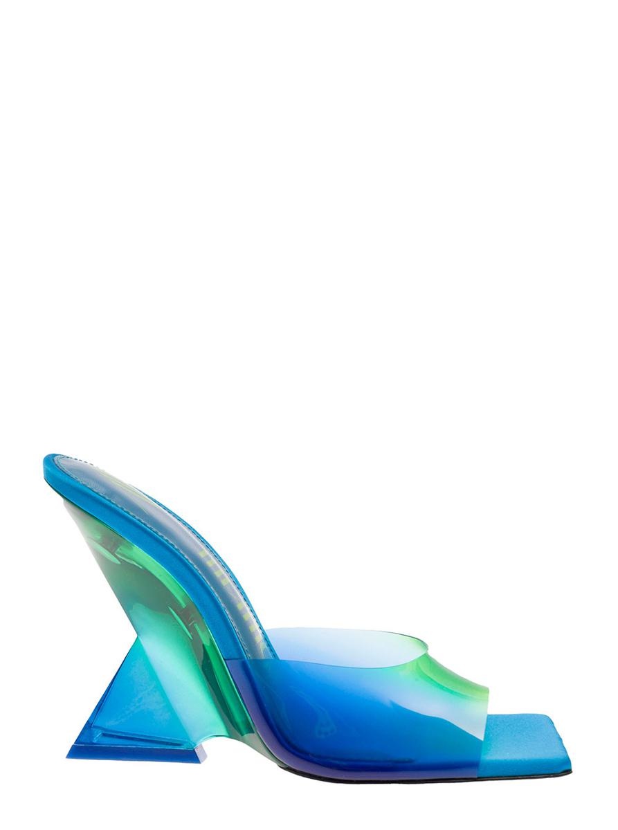 THE ATTICO 'CHEOPE' DEGRADE BLUE MULES WITH PYRAMIDAL WEDGE IN PVC WOMAN - 1