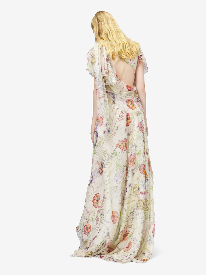 Meadow Floral Print Asymmetric Evening Dress 4