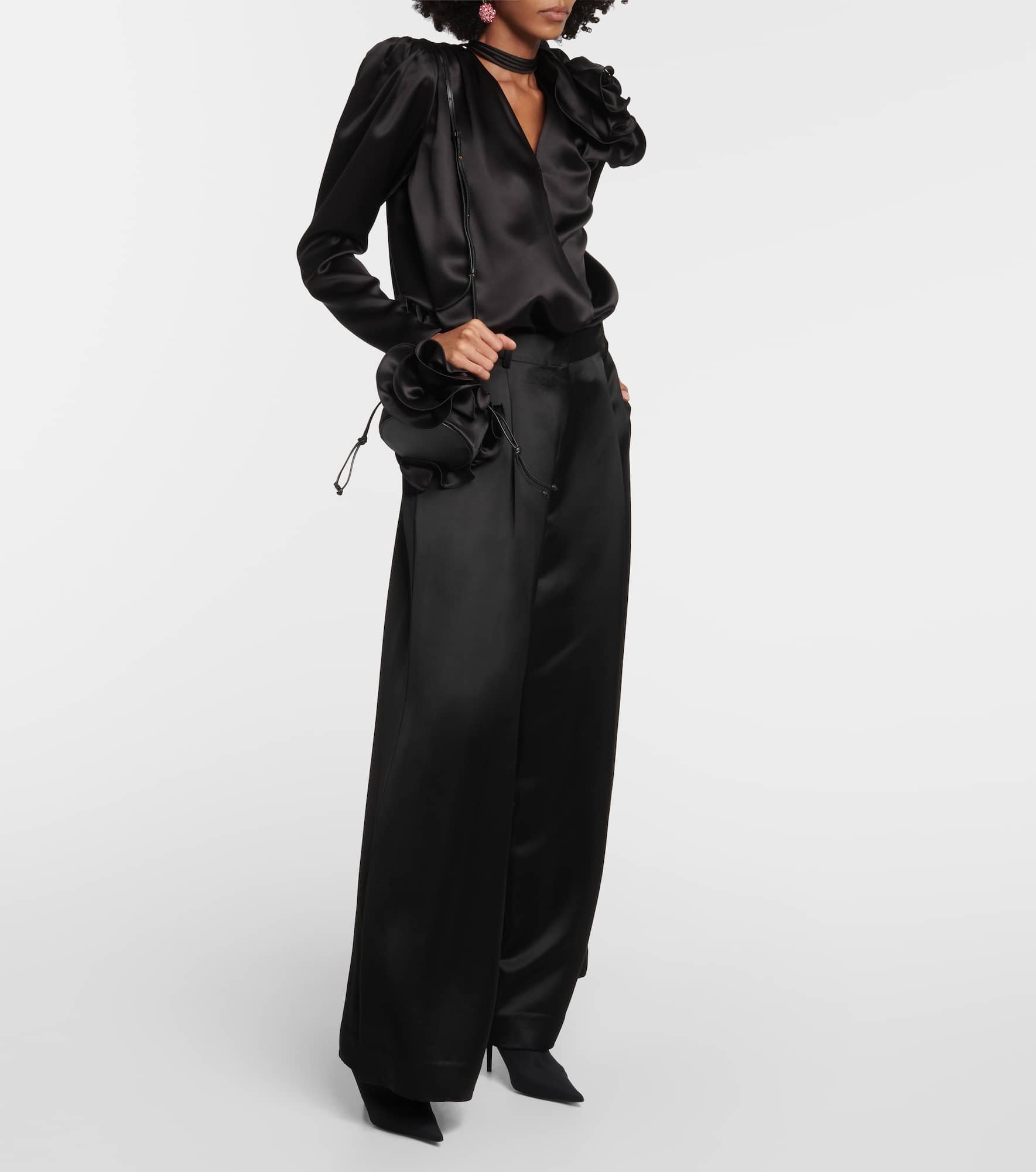 Ruched satin shoulder bag - 5