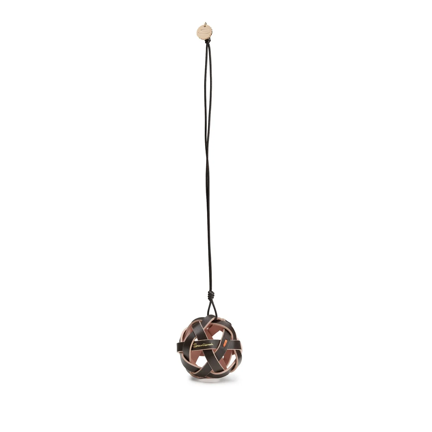 Dark brown leather sphere charm - 1