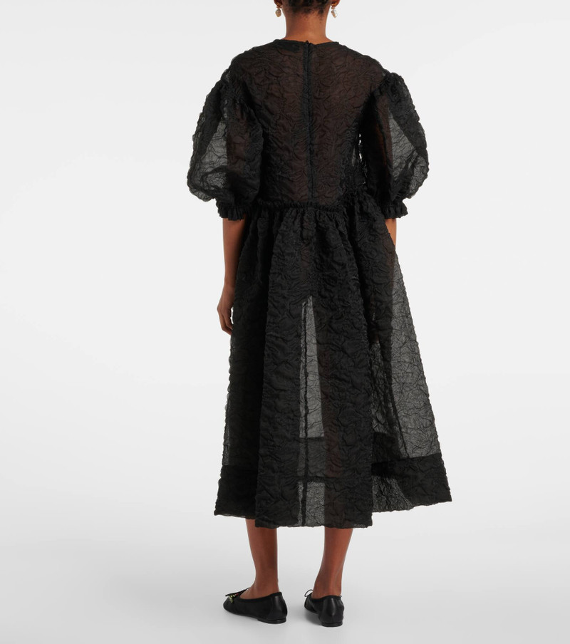 Gathered puff-sleeve midi dress 3