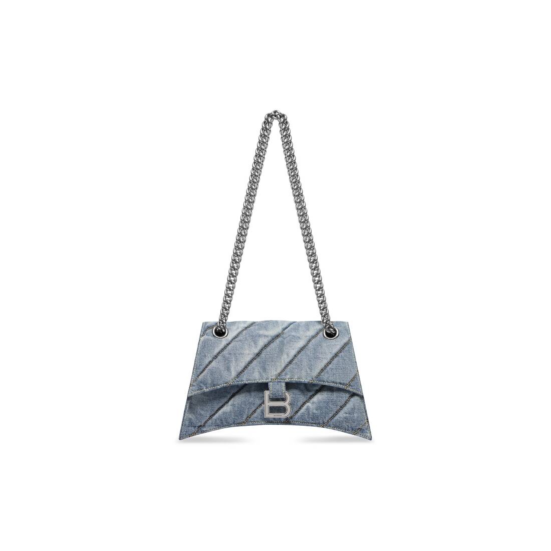 Women's Crush Small Chain Bag Quilted Denim in Blue - 1