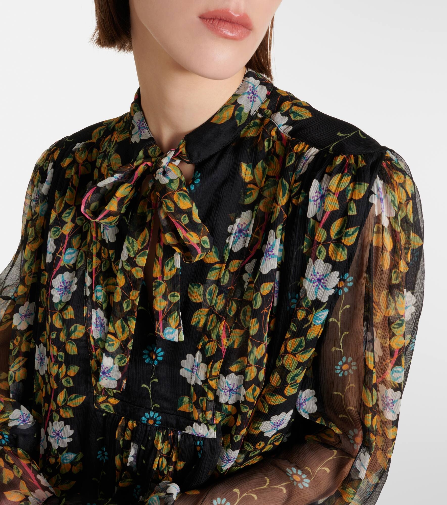 Floral silk crepon minidress - 4