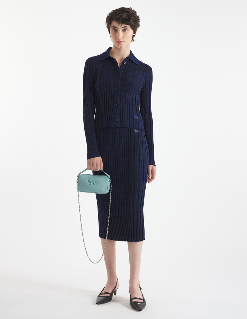 Maison Kitsuné CHECKED RIBBED MIDI SKIRT outlook