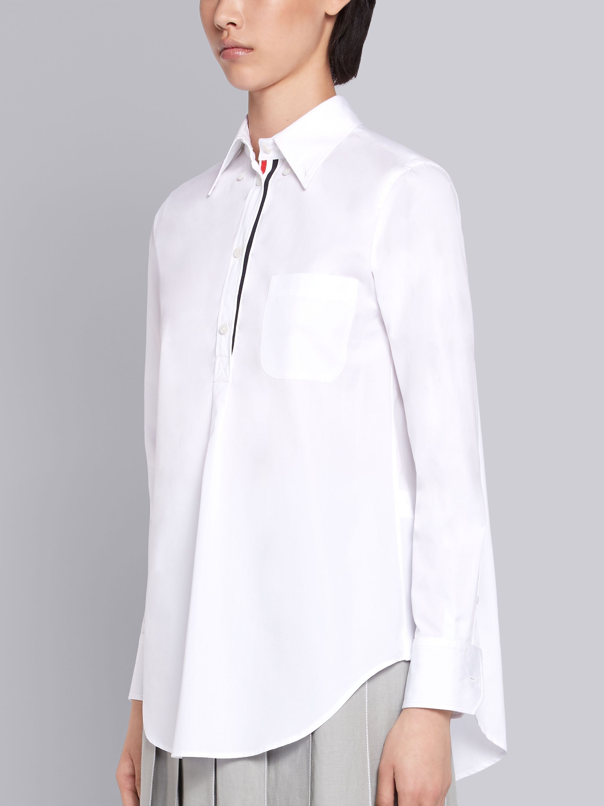 White Solid Poplin Pleat Back Shirt - 2