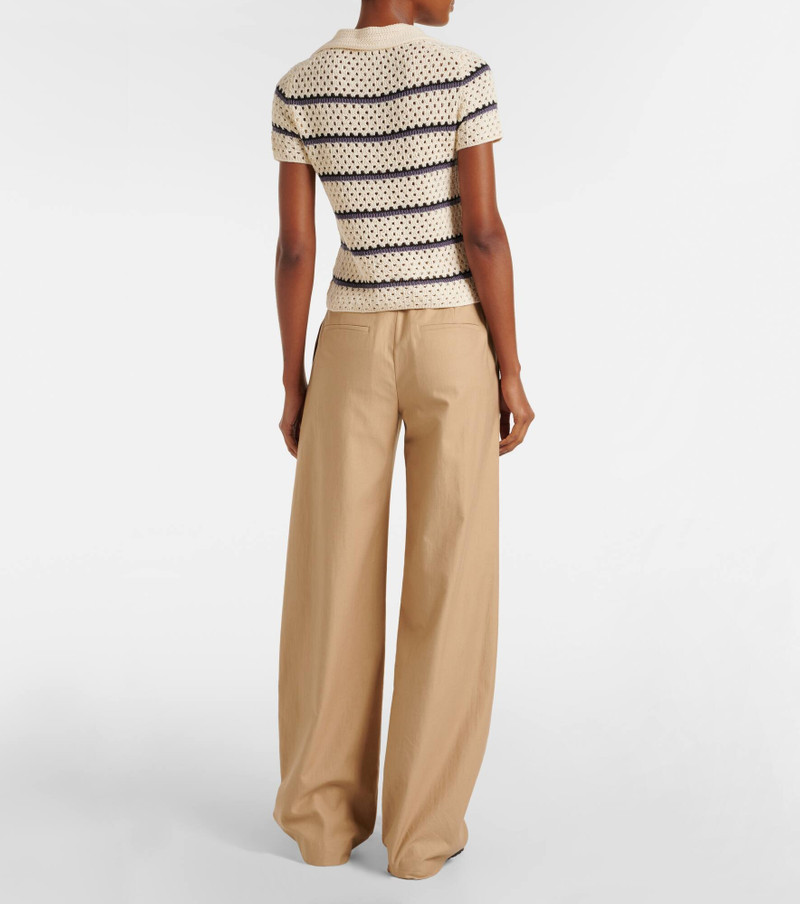 Striped pointelle polo sweater 3