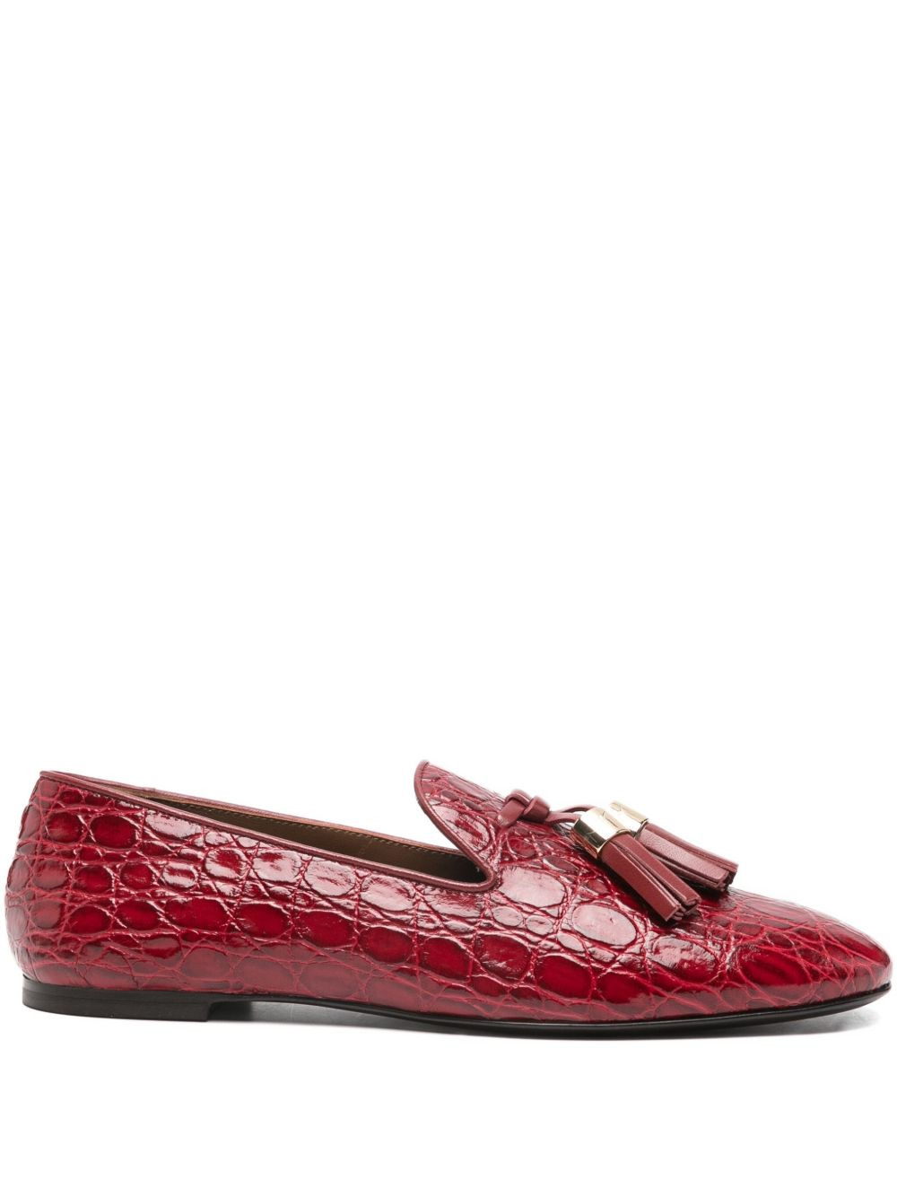 crocodile-embossed tassel loafers - 1