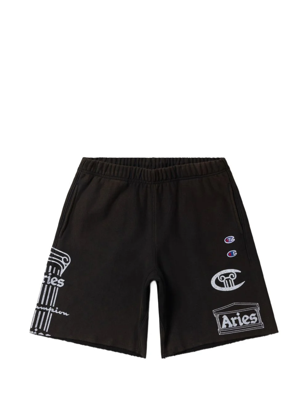 X ARIES LOGO-PRINT RAW-CUT SHORTS - 1