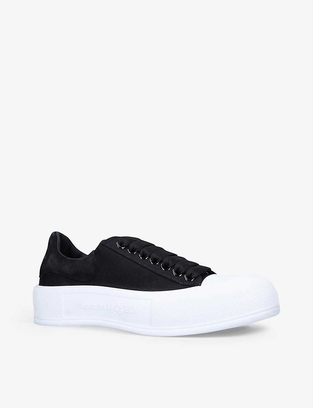 Womens Deck canvas and suede low-top trainers - 3