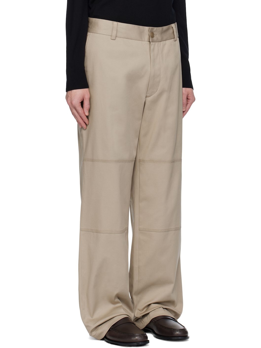 Beige Cotton Gabardine Trousers - 2