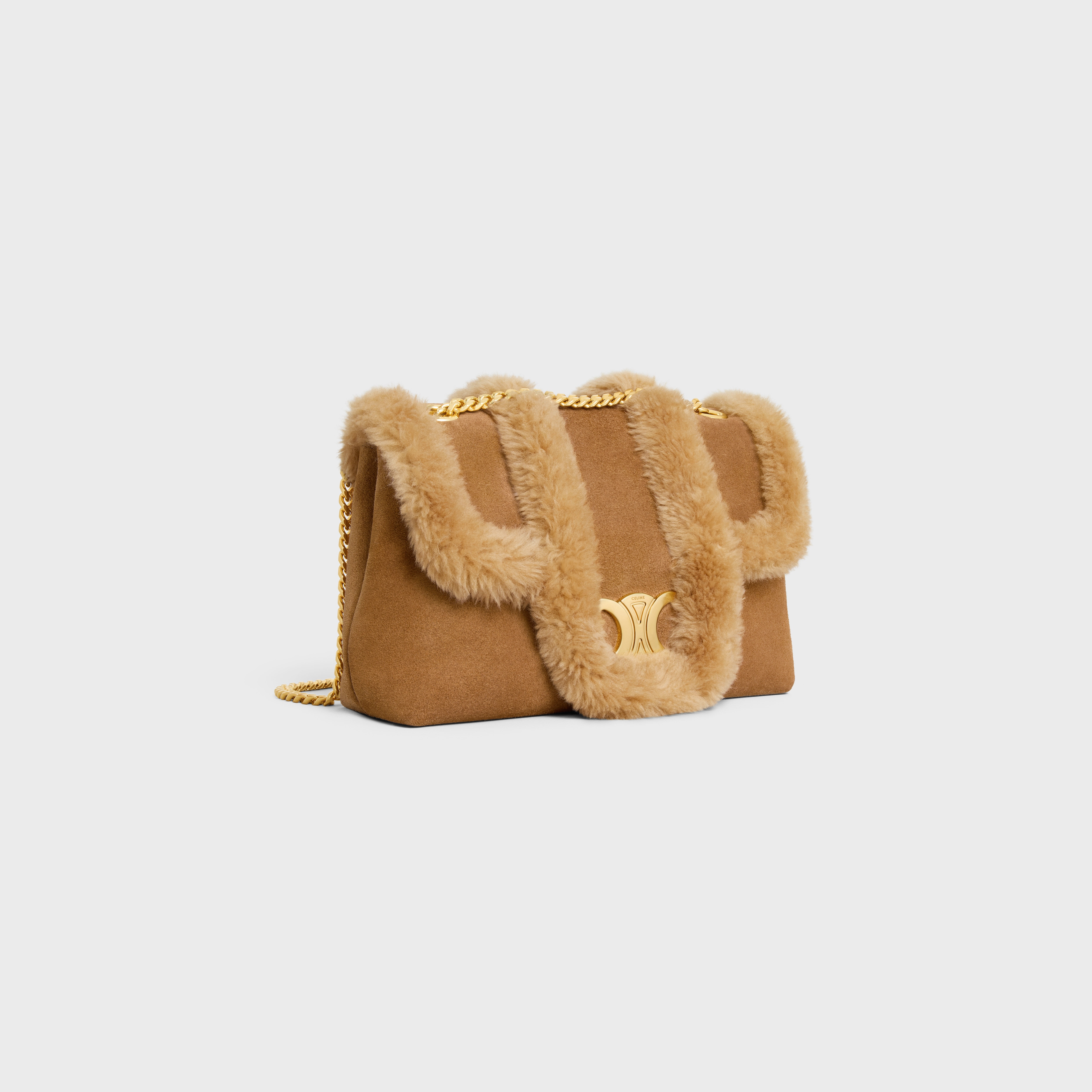 Medium Celine Victoire Bag in SUEDE CALFSKIN AND SHEARLING - 2